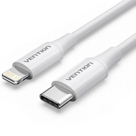 Vention Cable USB 2.0 Tipo-C a Lightning Macho 27W 480Mbps 1m Blanco Carga y Sincronización Vention Cable USB 2.0 Tipo-C a Lightning Macho 27W 480Mbps 1m Blanco Carga y Sincronización